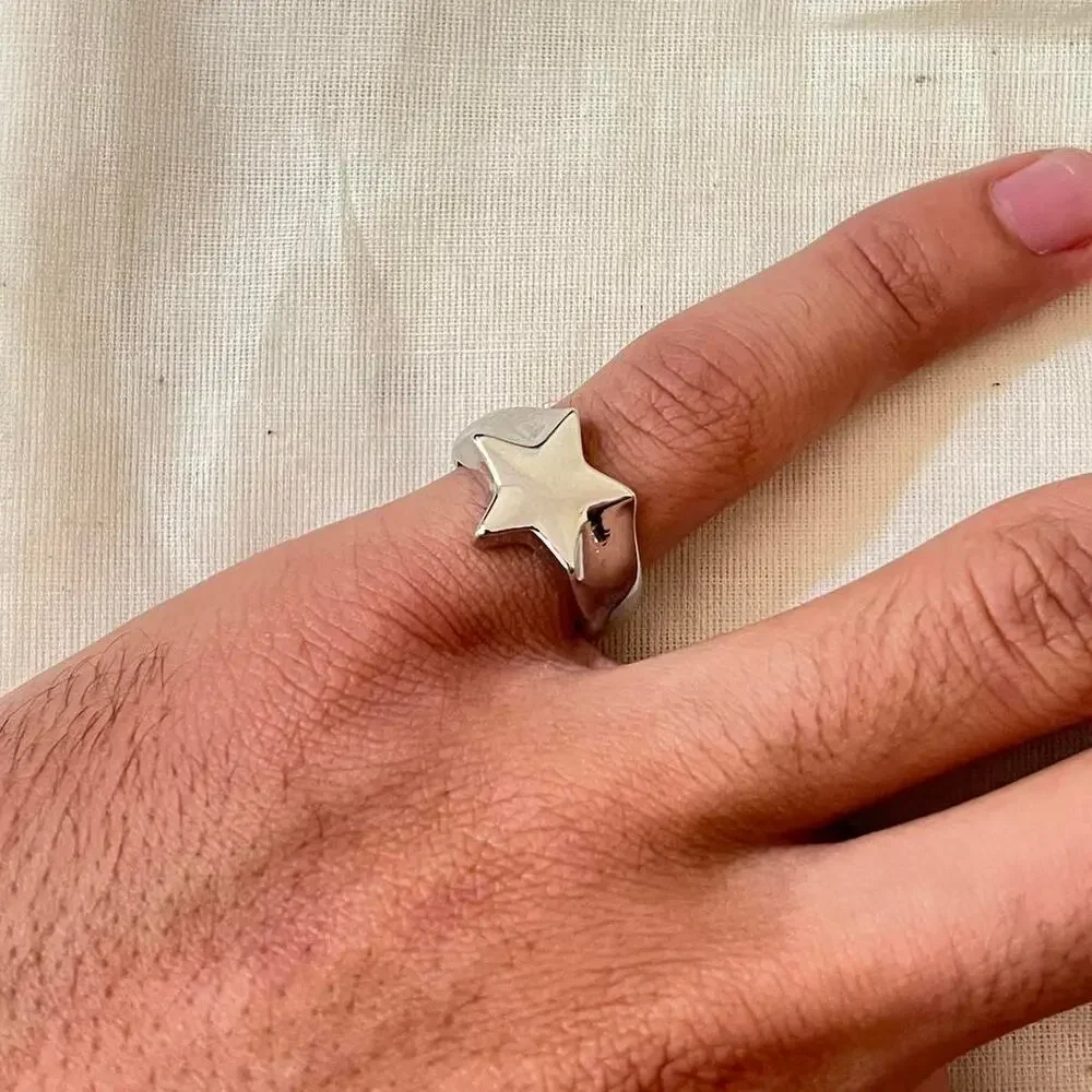 Y2K Vintage Silver Star Ring – Size 8, Unisex, Brand New - Picture 9 of 14